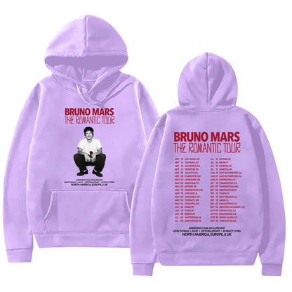 Bruno Mars The Romantic 2026 Tour Hoodie Bruno Mars Sweatshirt Unisex Youth and Adult Tops Concert Outfits High Street Pullover
