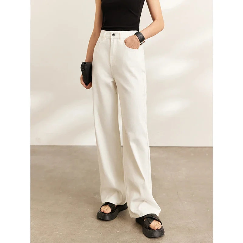 Minimalism Women Jeans 2025 Autumn Vintage Denim Pants Loose Wide Leg Pants Woman Casual Pants Female Trousers 12551002