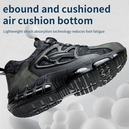 Rotating Button Safety Shoes Men Steel Toe Sneaker Air Cushion Work Shoes Man Puncture Proof Work Safety Boots Protective Shoes