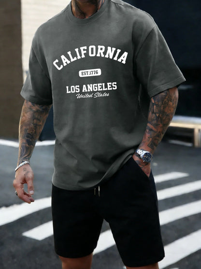 California Los Angeles Est 1776 Men T Shirts Retro Fashion Soft Short Sleeve Summer Comfortable T-Shirt Unisex Cotton Loose Top