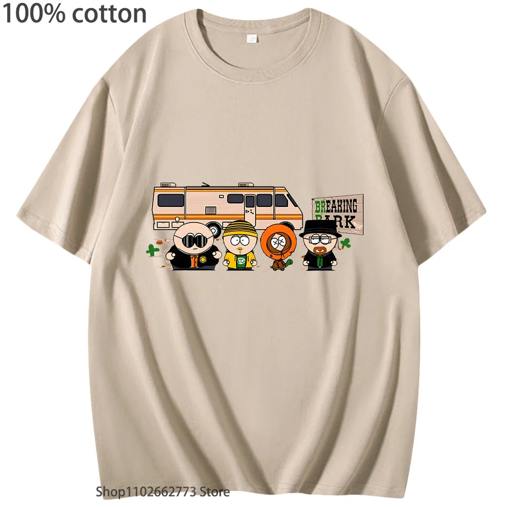 Breaking Bad Shirt Park PrintT Shirt Men's Fashion Clothing Chicken Brothers Summer Tees Y2k Top Streetwear Women 100% Cotton
