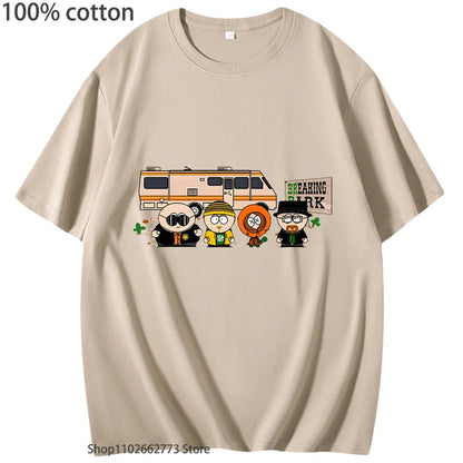 Breaking Bad Shirt Park PrintT Shirt Men's Fashion Clothing Chicken Brothers Summer Tees Y2k Top Streetwear Women 100% Cotton