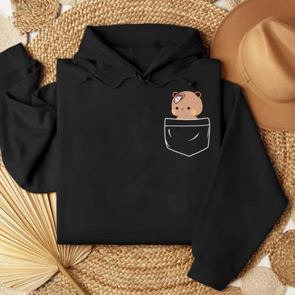 Matching Bubu Dudu Bear Pocket Couple Hoodies Anniversary Gift Clothing Cute Casual Daily Life Fall Winter Men Women Streetwear