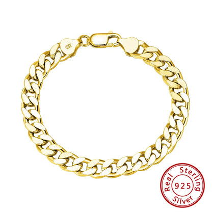 Women Men's Bracelets Curb Cuban Chain 925 Sterling Silver Luxury Fashion Jewelry Gift Christmas Couple Jewellery SB104