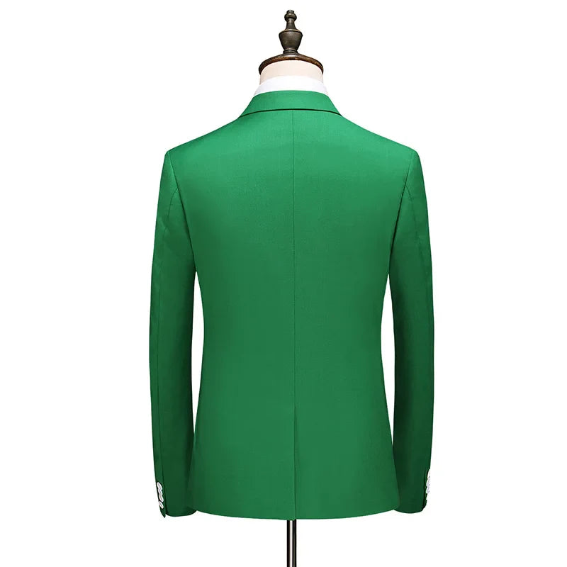 2026 New Men's Suit 3-Piece, Wedding Party Dress Jacket Vest Trousers, Fashion Slim Fit Blazer Waistcoat Pants Red Blue Green