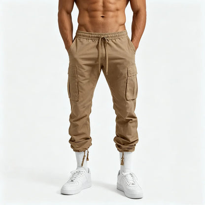 American Men Cargo Pants Casual Work Trousers Multi-pocket Workwear Straight Pants Spring Autumn Lightweight Fashion Streetwear
