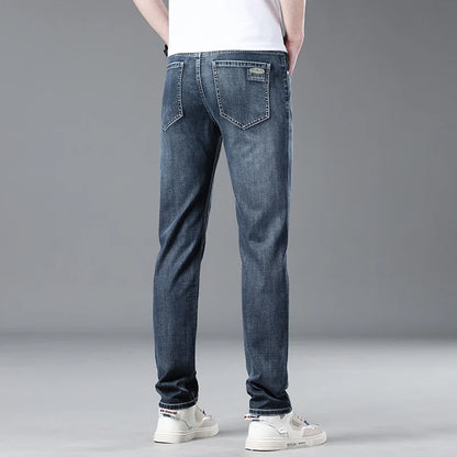 Soft Slim Men's Jeans Summer Thin Straight Business Casual Trousers Fashion Korean Comfortable Cool Brand Man Pants