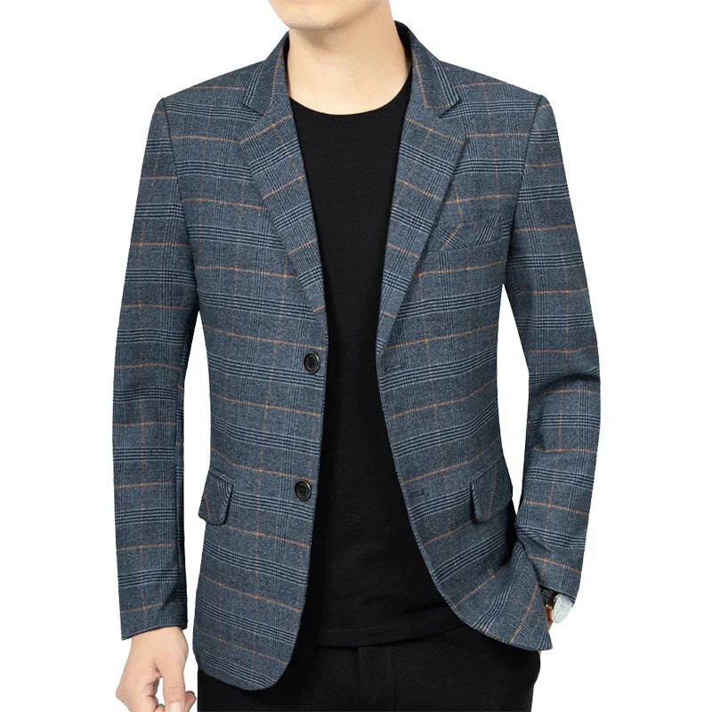Brand 2026 Spring Stripe Suits Men 2 Button Autumn Business Elegant Man Jacket  Fashion New in Suits Blazers Men