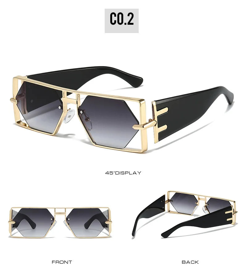 2025 New Hollow Sunglasses Men Women Hip Hop Internet Celebrities Ins Fashion Sun Glasses Ladies Female Alloy Frame Square UV400