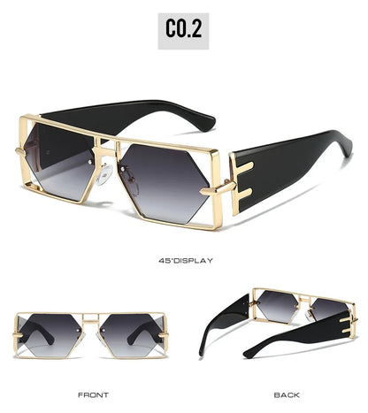 2025 New Hollow Sunglasses Men Women Hip Hop Internet Celebrities Ins Fashion Sun Glasses Ladies Female Alloy Frame Square UV400