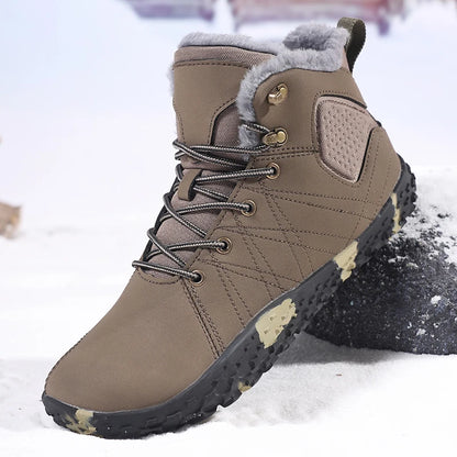 Winter Warm Men Cotton Boots Outdoor Wide Toe Barefoot Snow Boots Breathable Walking Hiking Shoes Comfortable Casual Sneakers