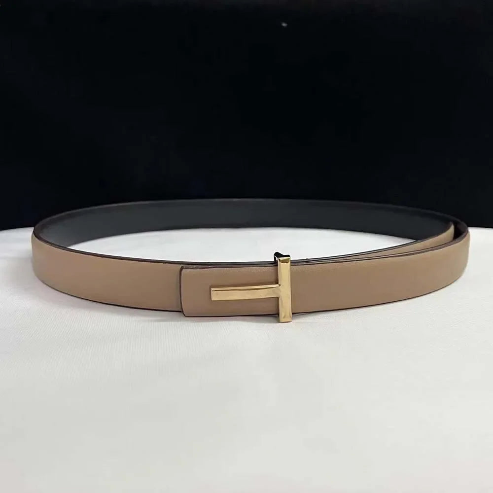 Thin 25mm Women belt Waistband Genuine Leather Cowskin Golden Buckle ladies Belt for Pants Jeans Dress Famous Brand Belt