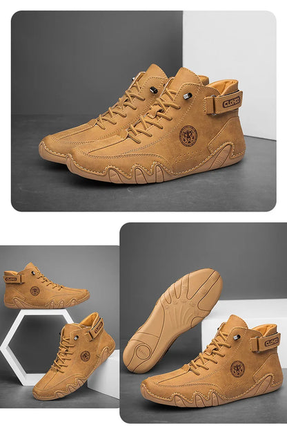 Hand-Sewn Octopus Design Men's Short Boots High-Top Leather Riding Boots Stylish Men's Footwear