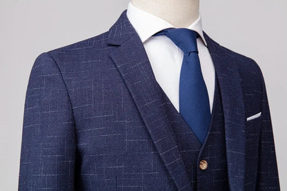 Men's Slim-fit 3-Piece Wedding Groom's Suit Vest Trousers High-end Fabric Double & Single Buckle Options M-4XL 2025