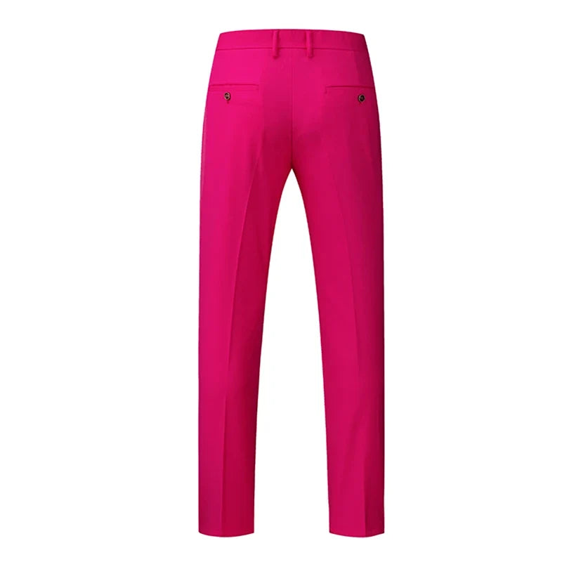 2026 New Men's Rose Red Trousers, Asian Size Blue Formal Pants, Black Pantalon Hombre.