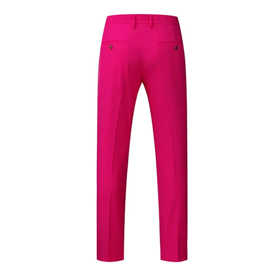 2026 New Men's Rose Red Trousers, Asian Size Blue Formal Pants, Black Pantalon Hombre.