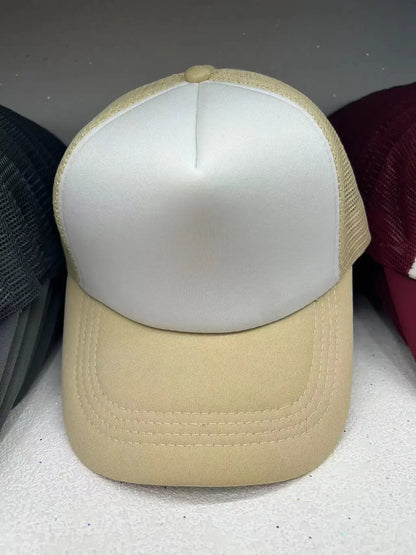 Unisex Cheaper 5 Panel Trucker Hat For Adult Summer Net Baseball Cap Men Women Sponge Mesh Adjustable Sun Hat Visor