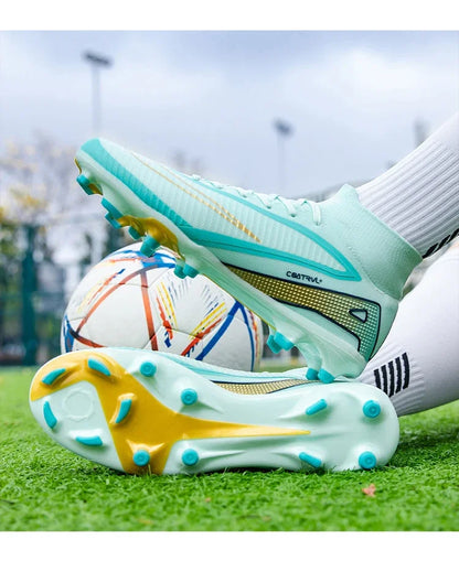 Men Professional Soccer Shoes Outdoor High-Top Sports Football Boots Long Spikes Artificial Grass Training Non Slip Sneakers