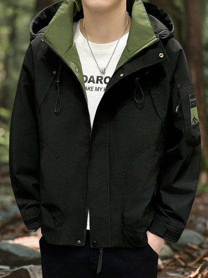 New Waterproof Jacket Men Outdoor Softshell Zip Up Hooded Jacket Windbreaker Hiking Camping Coat Lightweight Spring Autumn Coats