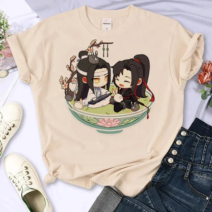 Mo Dao Zu Shi T-shirts Women Japanese Manga Summer Top Female Manga Clothing Personalized Loose Round Neck T Shirt Top