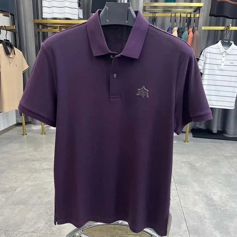 Designer brand 100%cotton short sleeve polo shirt summer trend letter embossed lapel top casual golf T-shirt business men's wear