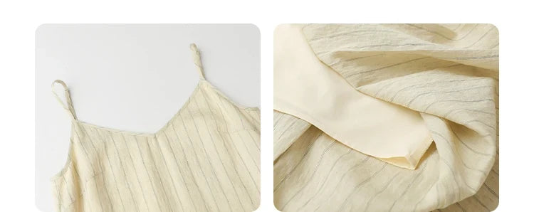 Women Dress Sets Stripe Shirt Loose Casual Long Sleeve Sunscreen Blouses Camisole V-neck Dresses Spring Autumn 2025