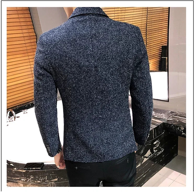 Solid Color Men's Fashion Casual Outdoor Gentleman Business Wedding Trend Slim-fit Formal Dress British Style Wedding Blazer