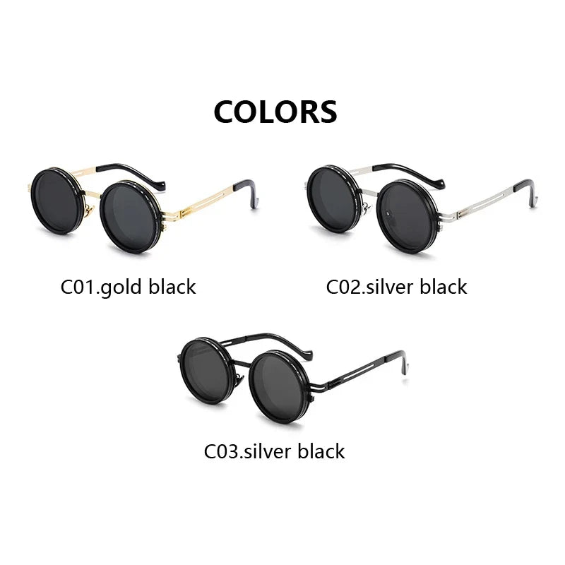 Cycling Polarized ND9 Adjustable Dimming Sun Glasses Men Women Round Sunglasses Retro Punk Men's Fishing Eyeglasses Shades UV400