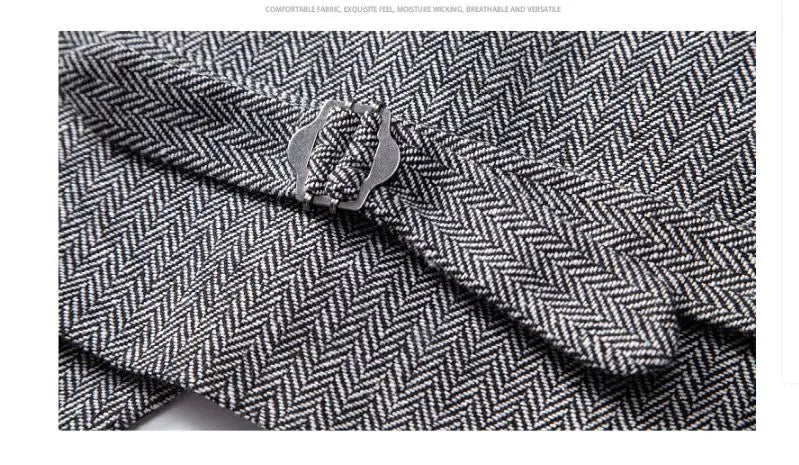 Men's Suit Vest Solid Color European Herringbone Suit Waistcoat Business Casual Working wear Retro Single Breasted Pattern Vest