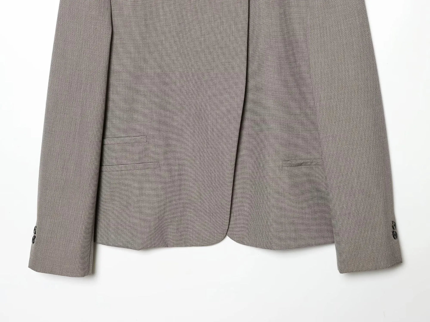 Vintage Solid Grey Elegant Woman Blazer Buttons Fashion 2026 Spring Office Lady Elegant Turtleneck Female Loose Outwear