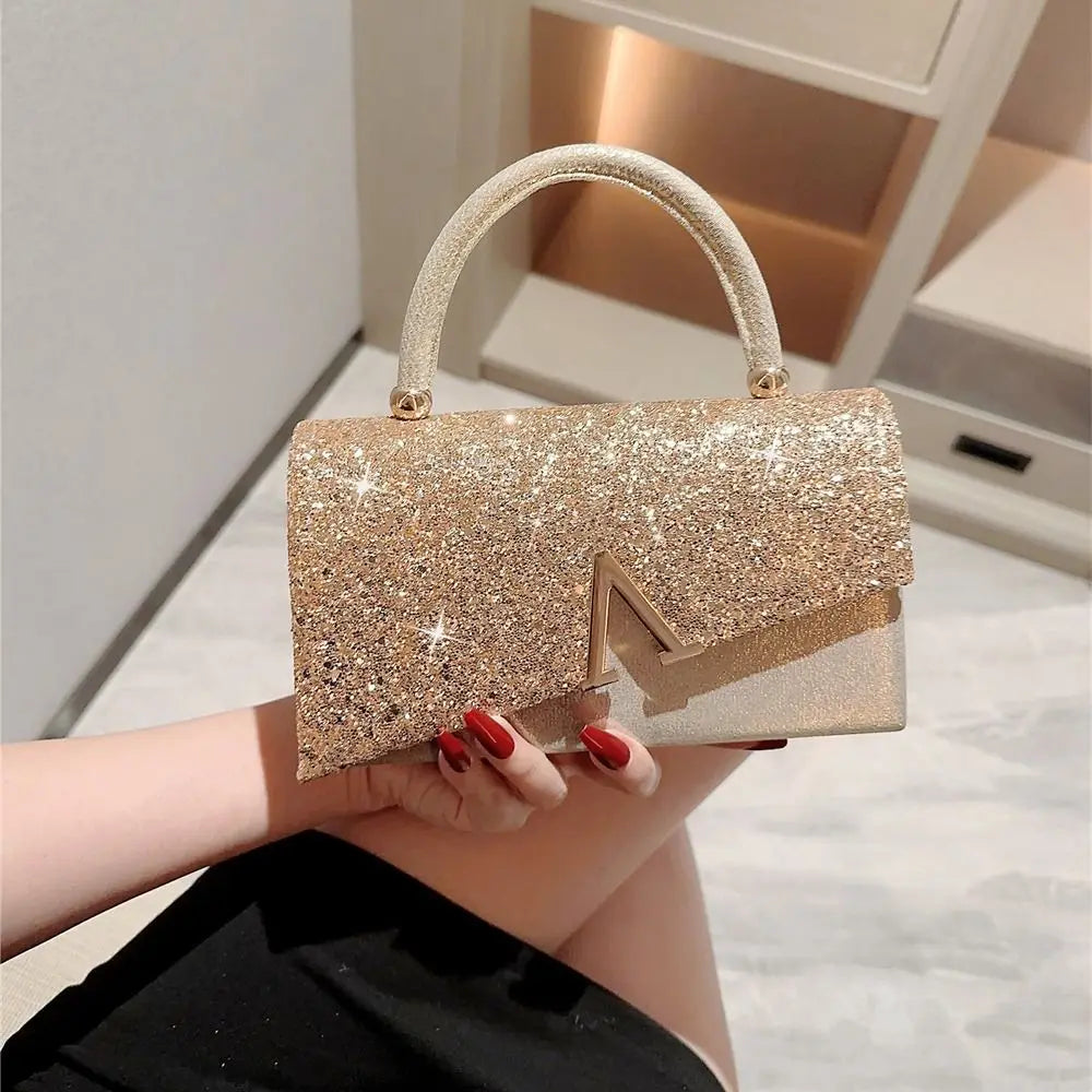 Gold Sequin Evening Bag Women Elegant Fashion Banquet Clutch Chain Shoulder Bags Luxury Purse Female Wedding Party Handbags