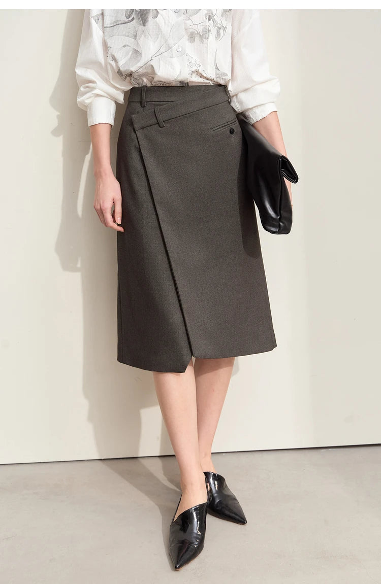 Minimalism 2024 Autumn Skirts for Women New Commuter Intellectual One-piece Wrap A-line Solid Slim Blazer Skirt 12443019
