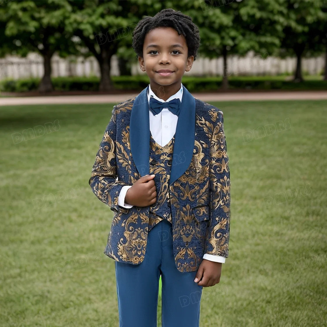 24H Ship Four Piece Suit Set for Toddler, Wedding Ring Boy Suit, Communion Party Dresswear Suit Jacket Pants Vest Bowtie