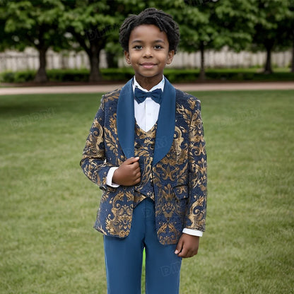 24H Ship Four Piece Suit Set for Toddler, Wedding Ring Boy Suit, Communion Party Dresswear Suit Jacket Pants Vest Bowtie