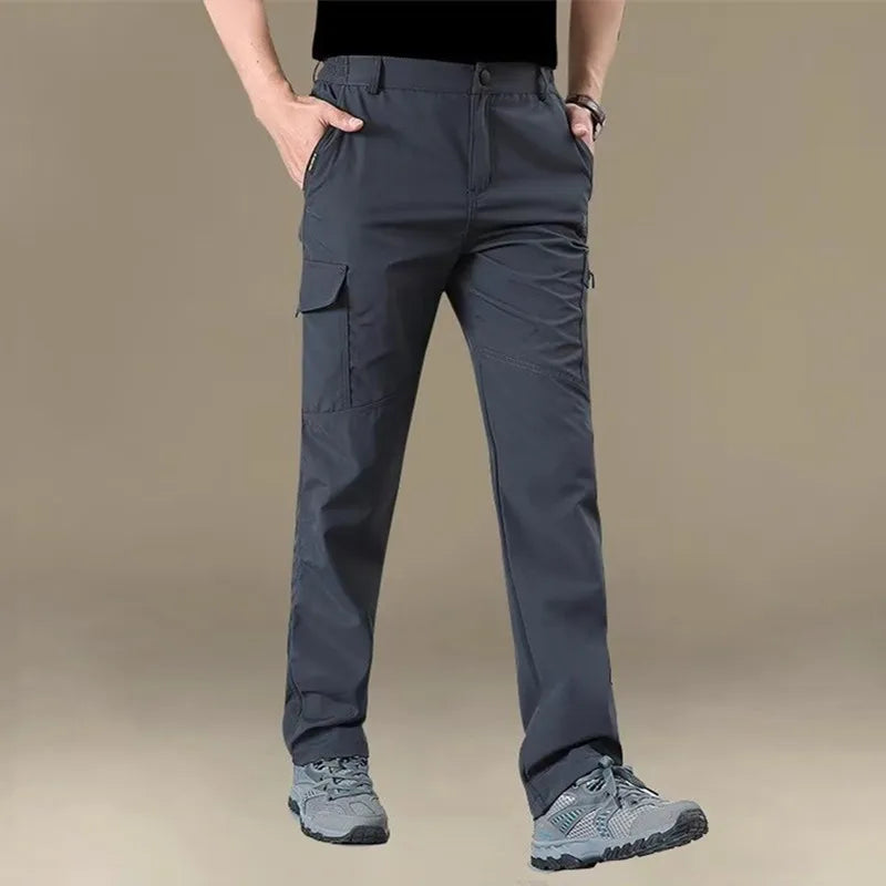 Outdoor Work Pants Men Spring Autumn Casual Cargo Trousers Waterproof Hiking Pants Elastic Waist Travel Workwear Tactical Pants