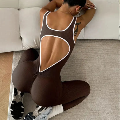 Jumpsuit for Women Workout Seamless Jumpsuits Yoga Ribbed One Piece Tank Tops Rompers Sleeveless Exercise Jumpsuits