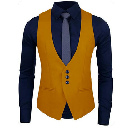 Men Vest White Solid Color Single Button Waistcoat For Wedding Business Banquet Work Formal Casual Men Suit Vest