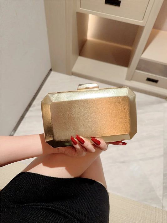 European and American Fashionable Dinner Bag Metal Buckle Clutch Bag Square Box Bag Crossbody Chain Bag Evening Bag Dress Bag
