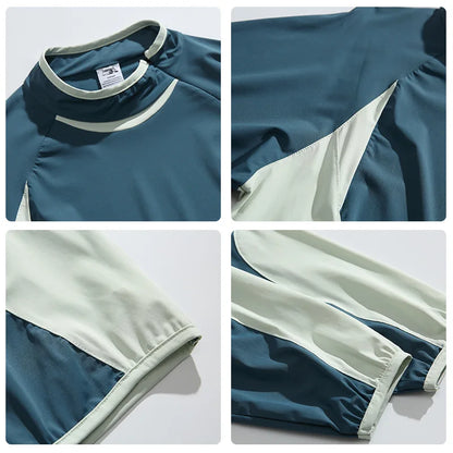 Spring New Arrival Techwear Color-Blocking Stand Collar Sweatshirt - American Designer Outdoor Sports Casual Loose Fit Top