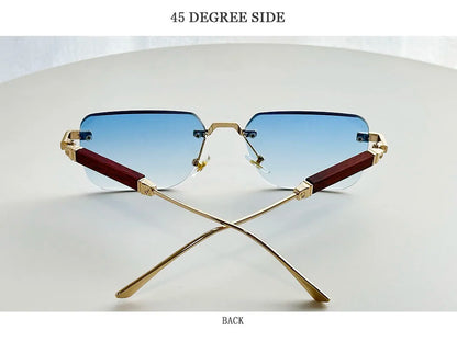 Rimless Sunglass Men Vintage 2025 Fashion Glasses Square Sunglasses Women Trendy And Fashionable Gafas De Sol Hombre Zonnebril