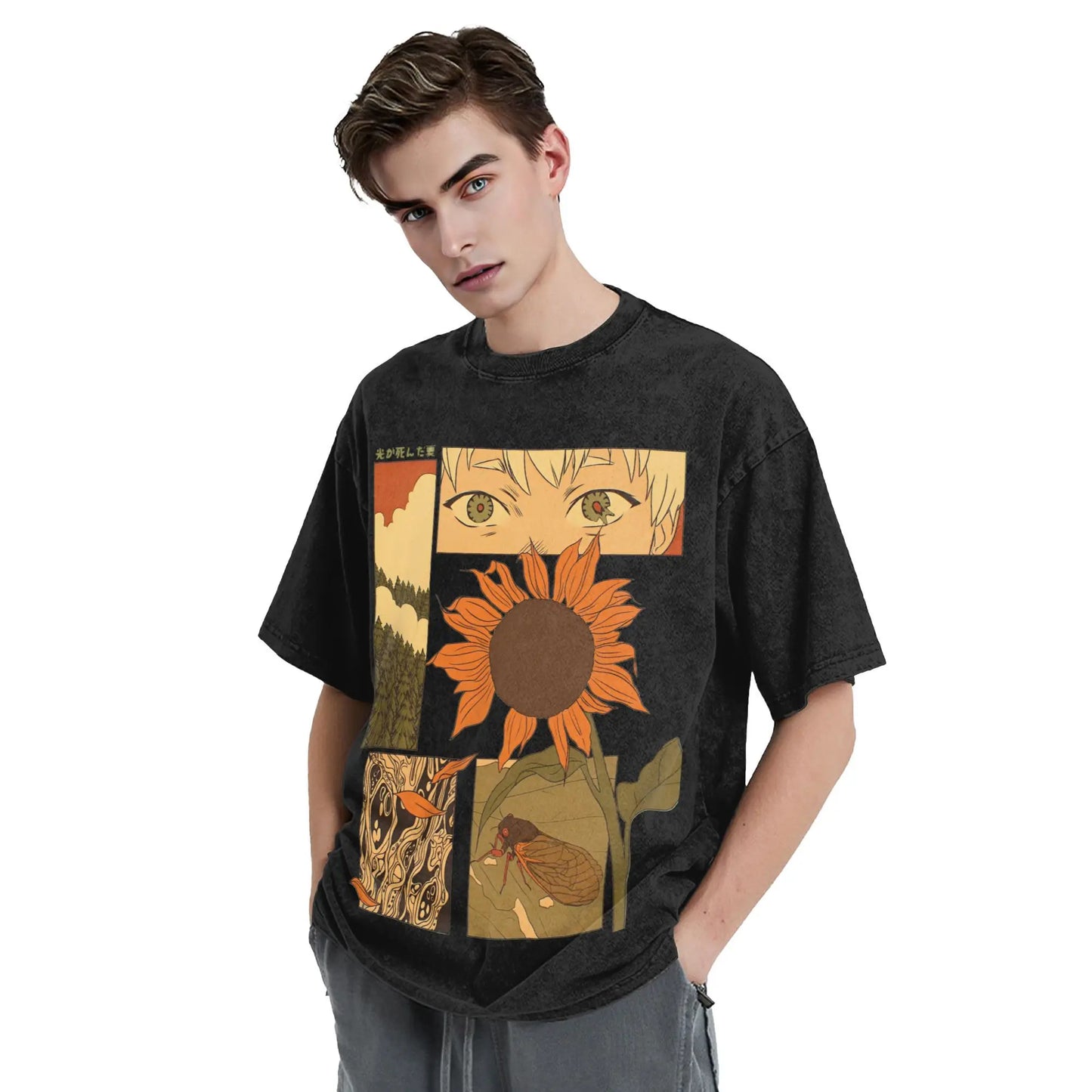 Men T-Shirt The Summer Hikaru Died  Washed T-Shirts Trendy Cool  Summer Tee Shirt Streetwear Design Cotton Clothes Birthday Gift