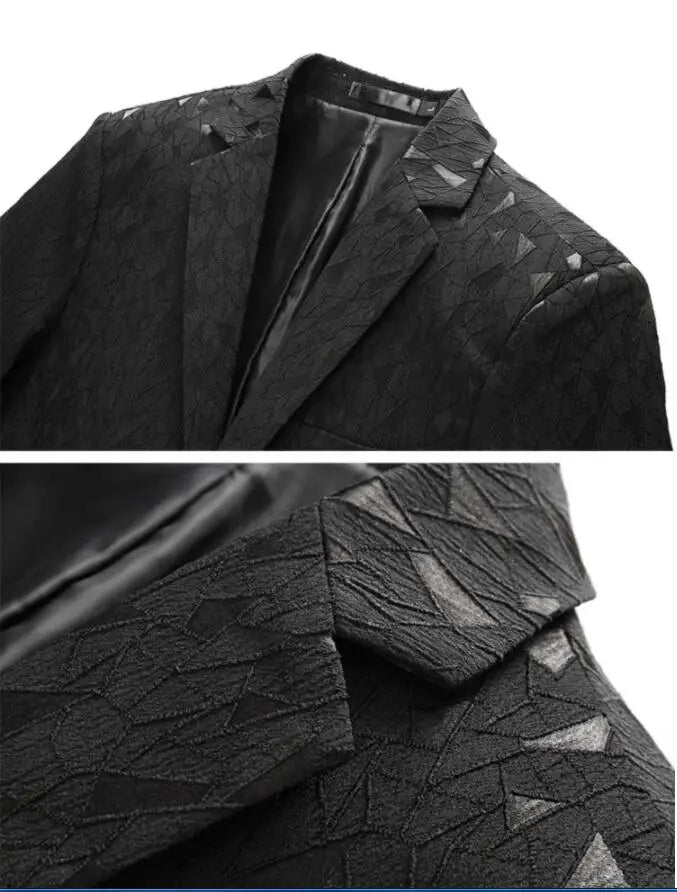 Classic Black Jacquard Suit Male Business Casual Coat Fashion Men Wedding Party Tuxedo Dress Blazers Slim Fit Tops