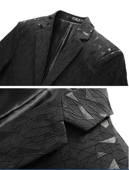 Classic Black Jacquard Suit Male Business Casual Coat Fashion Men Wedding Party Tuxedo Dress Blazers Slim Fit Tops