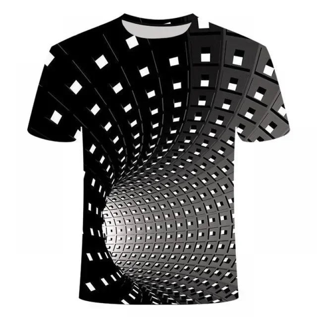 Men's 3D printed T-shirt, oversized loose fitting clothing for men, retro fashionable short sleeved top, fun and affordable roun