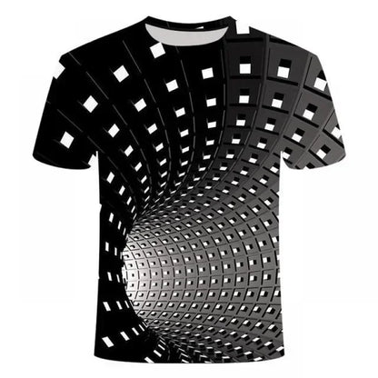 Men's 3D printed T-shirt, oversized loose fitting clothing for men, retro fashionable short sleeved top, fun and affordable roun