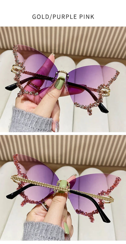 Cycling New Y2K Style Women Fashion Sunglasses Oversize Butterfly Shape Diamond Edge Design Sun Glasses Street Party Glasses