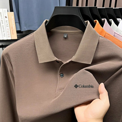 High end brand Polo shirt long sleeved fashionable printed men's top spring 100% cotton skin friendly comfortable casual T-shirt
