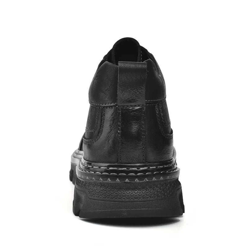 Genuine Leather Men Boots Cow Leather Upper Durable Sole Lace up Autumn Winter Boots Fur Daily Leisure Outdoor Shoes For Man New