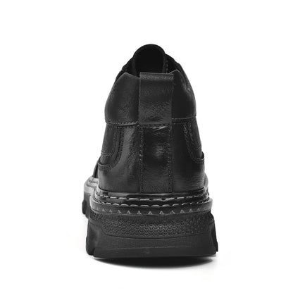 Genuine Leather Men Boots Cow Leather Upper Durable Sole Lace up Autumn Winter Boots Fur Daily Leisure Outdoor Shoes For Man New