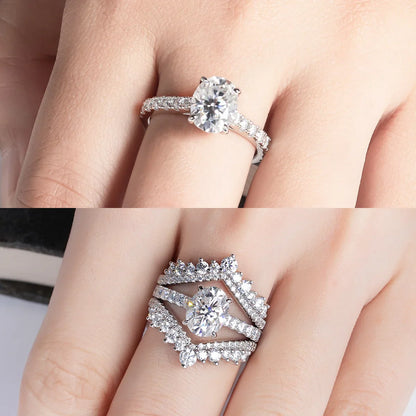 2 Carat Oval Cut D Color Moissanite Ring 18K Gold Plated 925 Sterling Silver Engagement Wedding Rings Wholesale